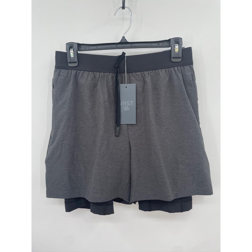 VRST Elevated 2 In 1  Hybrid Running Shorts Mens Size S Gray/black